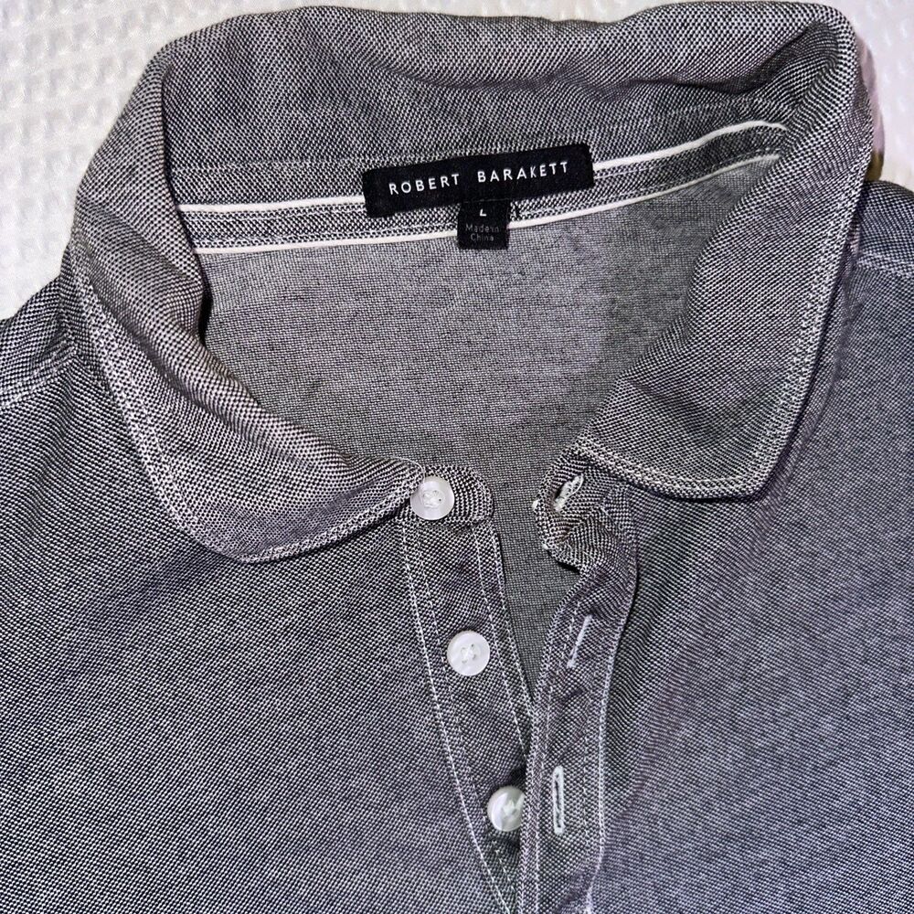 Robert Barakett Polo Shirt Mens L Gray Short Sleeve Soft Cotton Casual